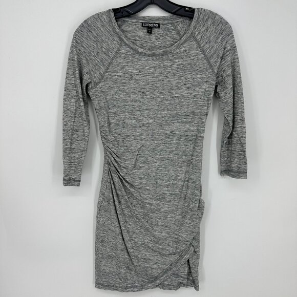 3/$25 Express Bodycon Mini Dress S Faux Wrap Marled Gray - Picture 1 of 9